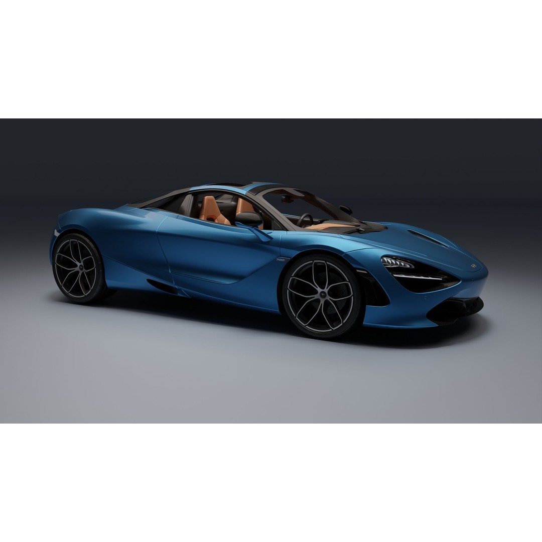 McLaren 720S Spider 3D Model – Low Poly Game Asset, FBX, PBR Textures - View 10