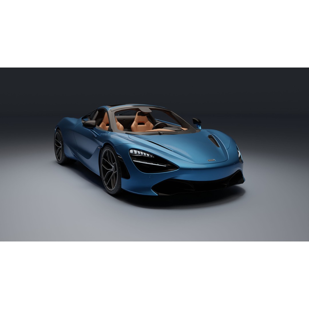 McLaren 720S Spider 3D Model – Low Poly Game Asset, FBX, PBR Textures - View 12