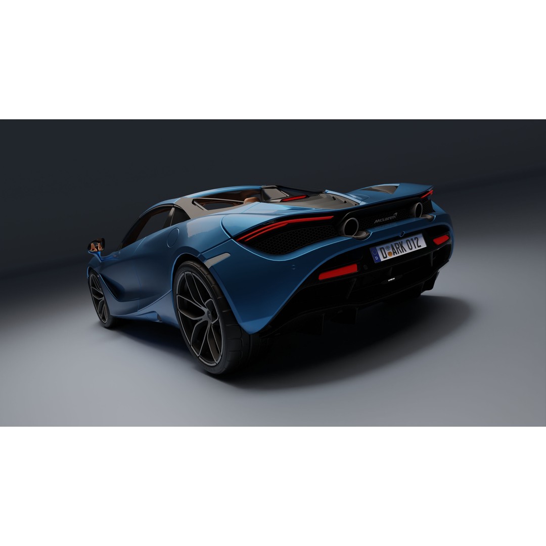 McLaren 720S Spider 3D Model – Low Poly Game Asset, FBX, PBR Textures - View 13
