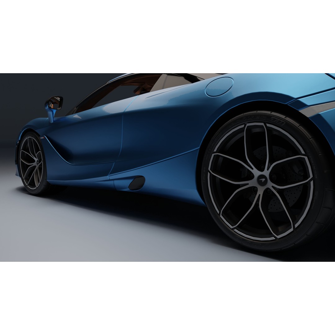 McLaren 720S Spider 3D Model – Low Poly Game Asset, FBX, PBR Textures - View 17