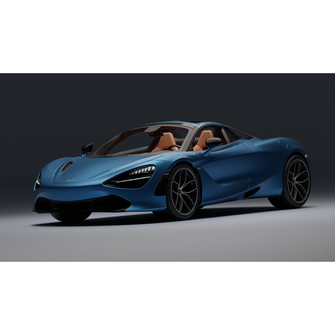 McLaren 720S Spider 3D Model – Low Poly Game Asset, FBX, PBR Textures - View 25