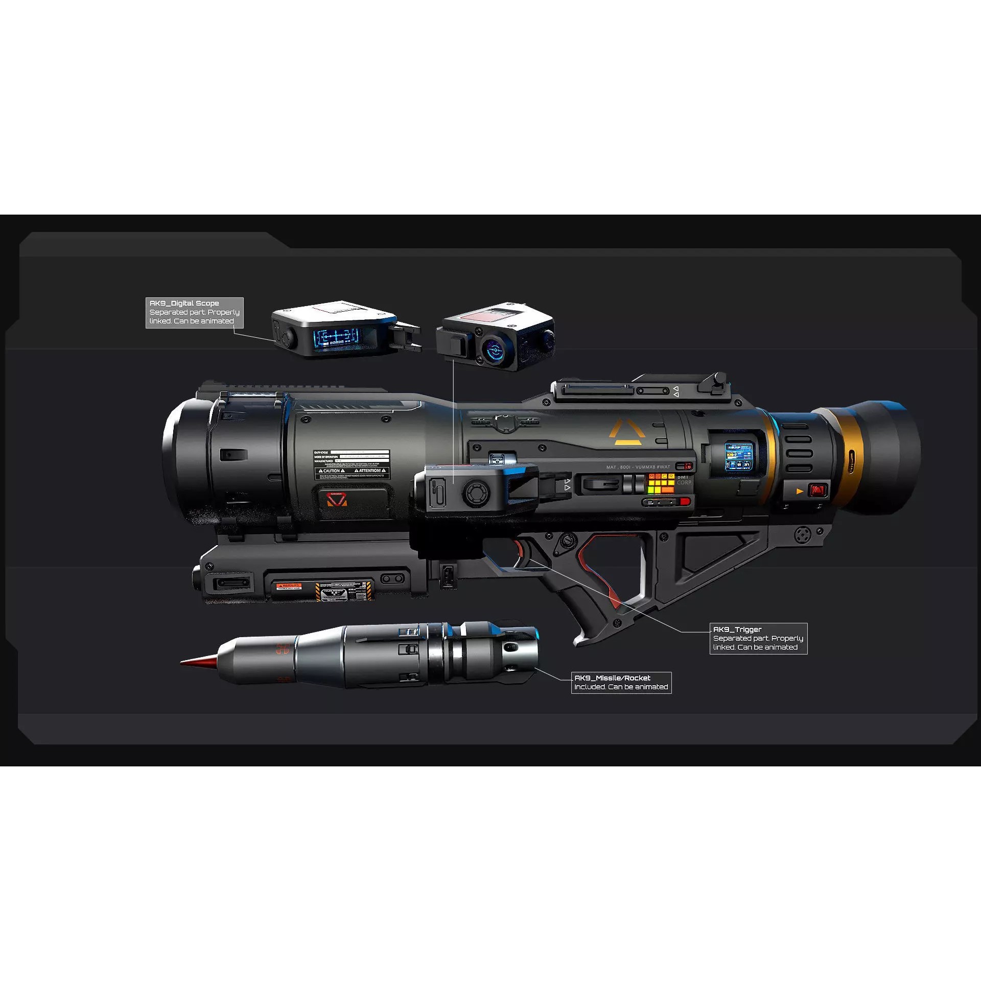 AK9 - Low-Poly Game-Ready 3D Model - View 4