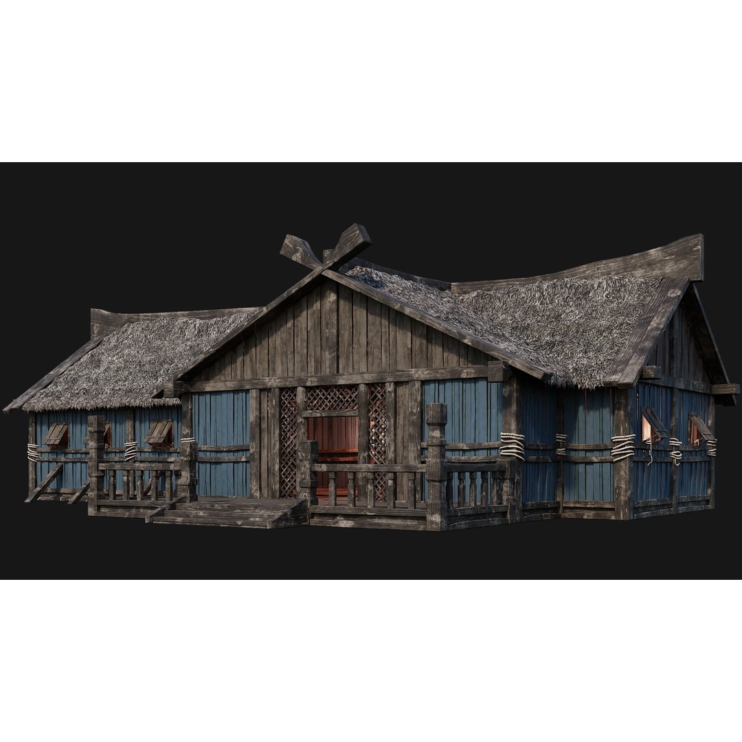 Old Viking Houses 3D Model – Low Poly Game Ready, FBX, OBJ, Blender - View 10
