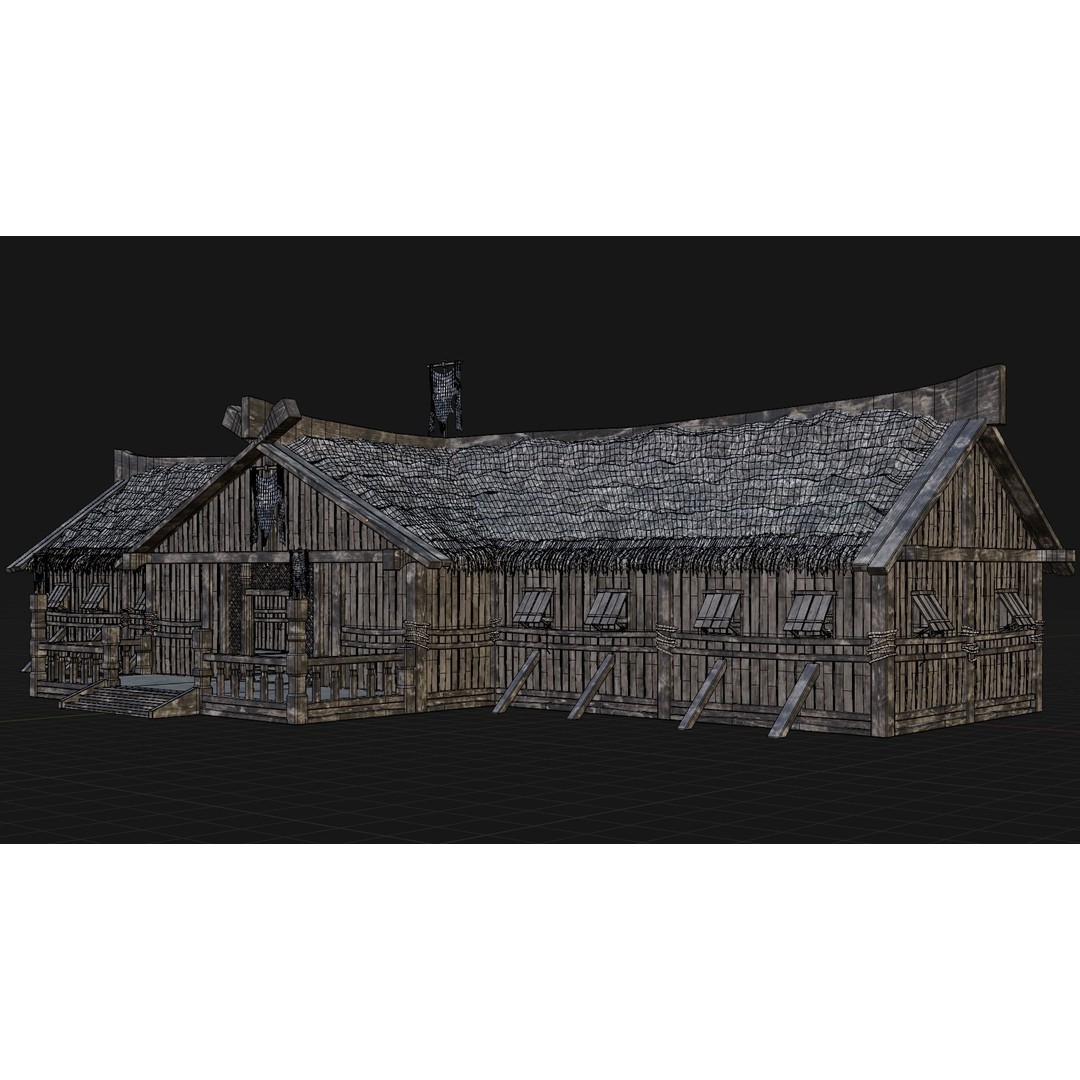 Old Viking Houses 3D Model – Low Poly Game Ready, FBX, OBJ, Blender - View 15