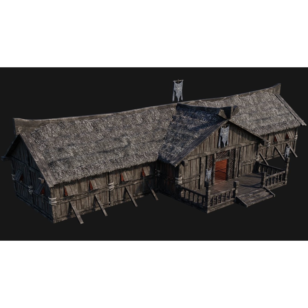 Old Viking Houses 3D Model – Low Poly Game Ready, FBX, OBJ, Blender - View 16