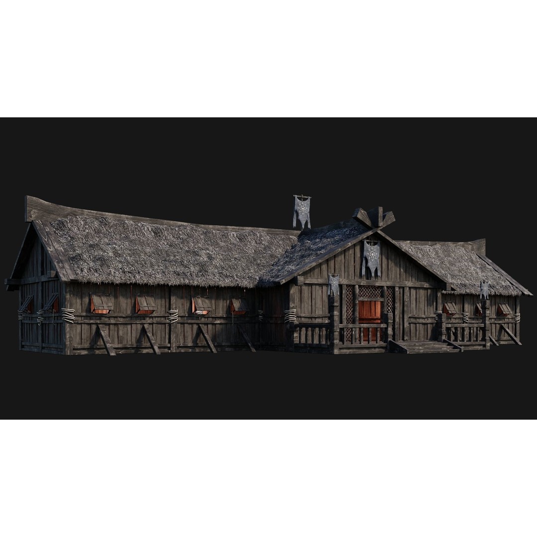 Old Viking Houses 3D Model – Low Poly Game Ready, FBX, OBJ, Blender - View 18