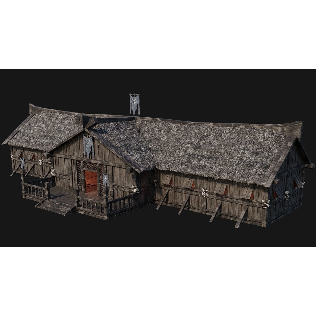 Old Viking Houses 3D Model – Low Poly Game Ready, FBX, OBJ, Blender - View 20
