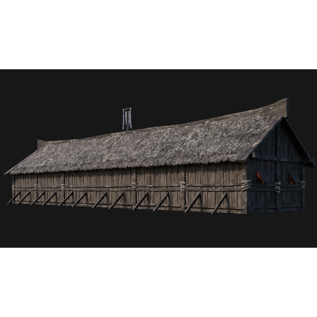Old Viking Houses 3D Model – Low Poly Game Ready, FBX, OBJ, Blender - View 22