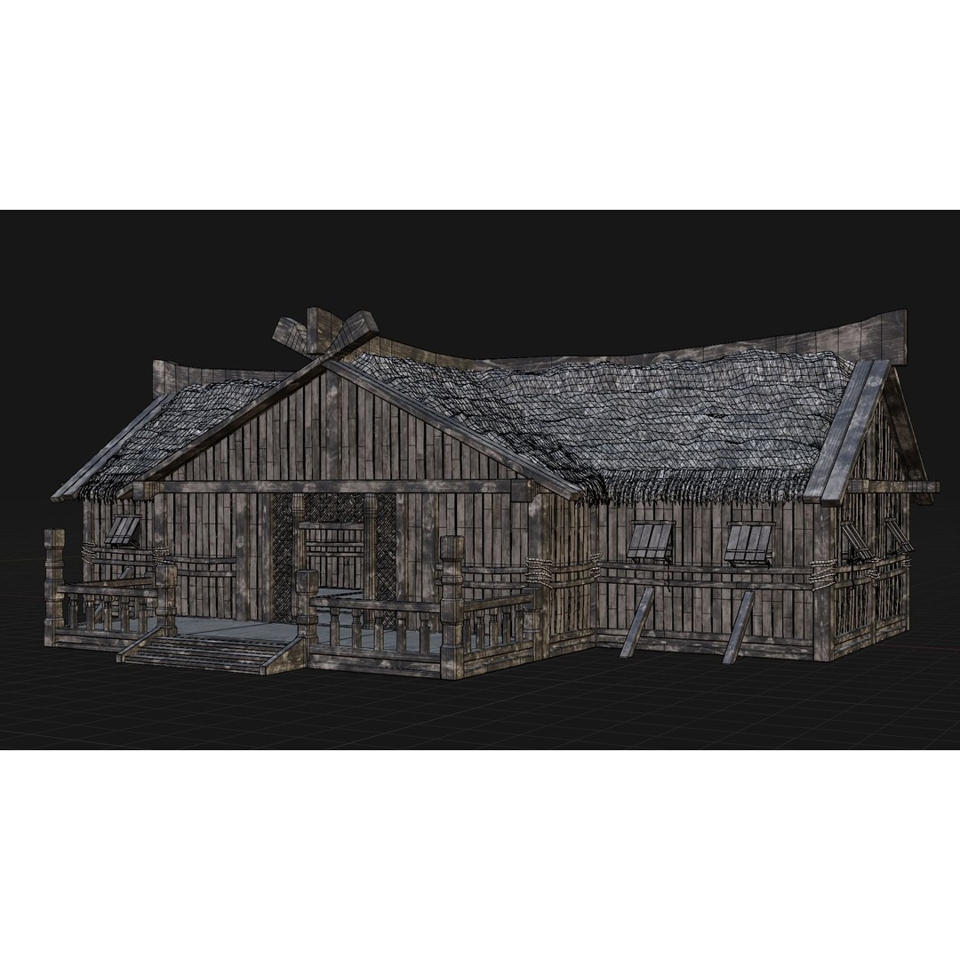 Old Viking Houses 3D Model – Low Poly Game Ready, FBX, OBJ, Blender - View 26