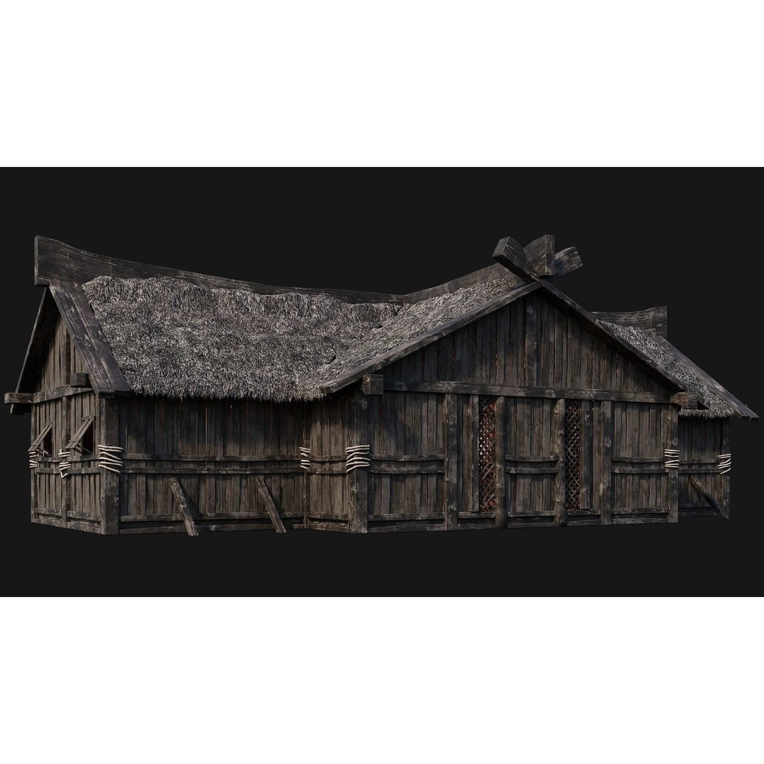 Old Viking Houses 3D Model – Low Poly Game Ready, FBX, OBJ, Blender - View 27