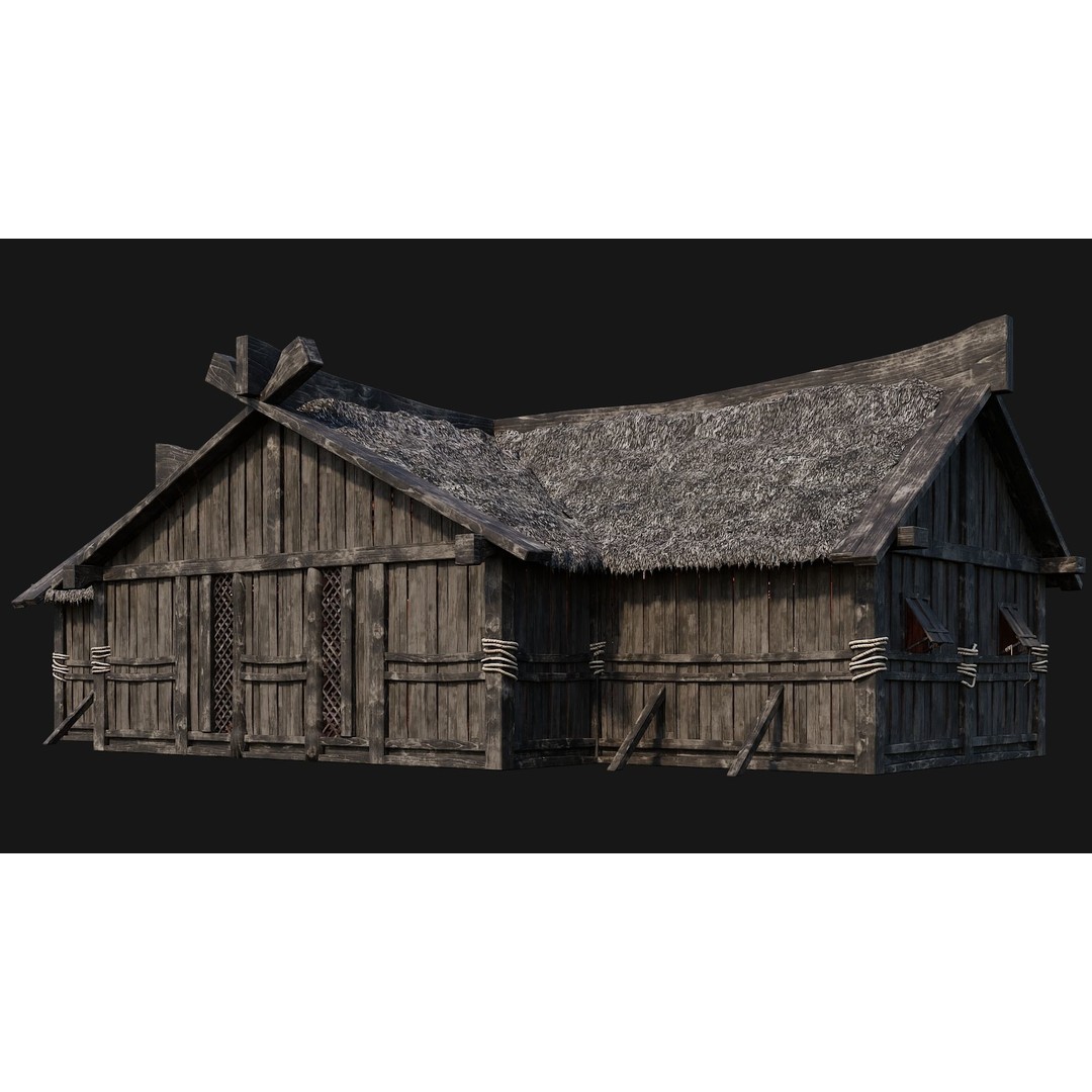 Old Viking Houses 3D Model – Low Poly Game Ready, FBX, OBJ, Blender - View 28