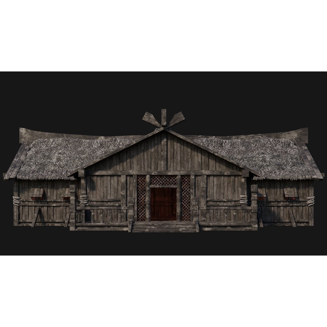 Old Viking Houses 3D Model – Low Poly Game Ready, FBX, OBJ, Blender - View 30
