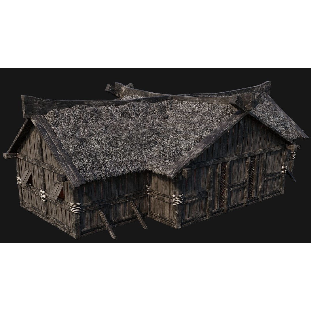 Old Viking Houses 3D Model – Low Poly Game Ready, FBX, OBJ, Blender - View 33