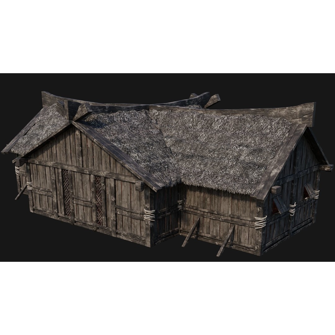 Old Viking Houses 3D Model – Low Poly Game Ready, FBX, OBJ, Blender - View 34