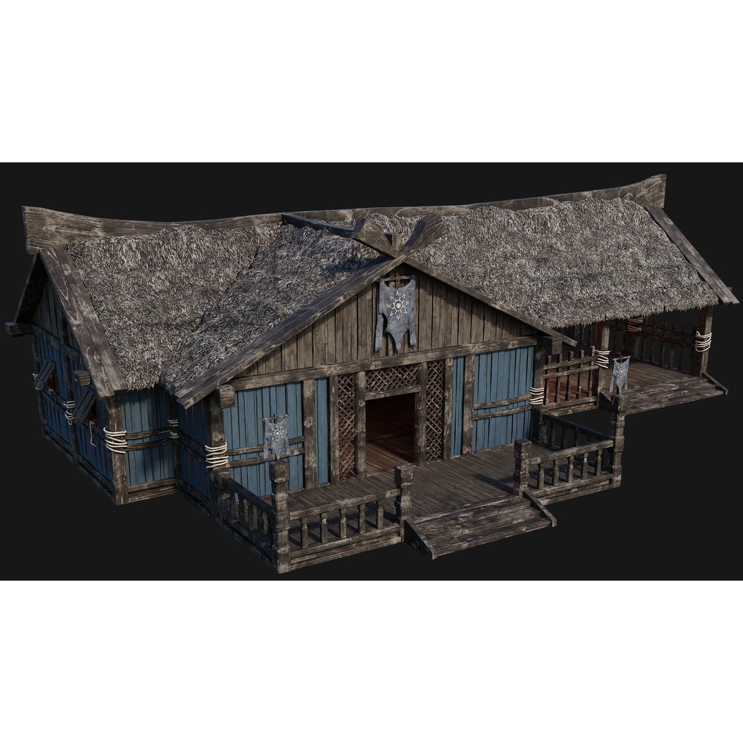 Old Viking Houses 3D Model – Low Poly Game Ready, FBX, OBJ, Blender - View 35