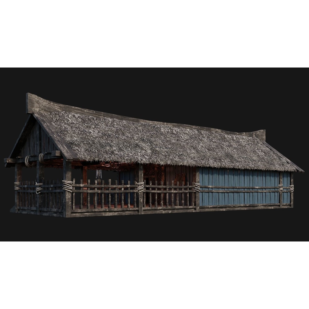 Old Viking Houses 3D Model – Low Poly Game Ready, FBX, OBJ, Blender - View 37