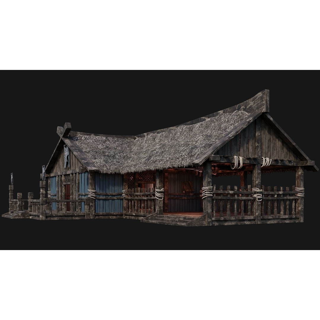 Old Viking Houses 3D Model – Low Poly Game Ready, FBX, OBJ, Blender - View 41