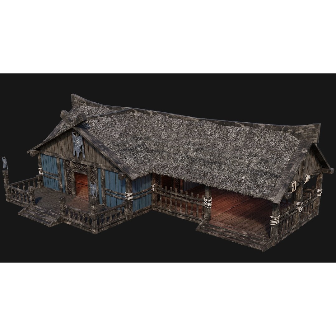 Old Viking Houses 3D Model – Low Poly Game Ready, FBX, OBJ, Blender - View 42