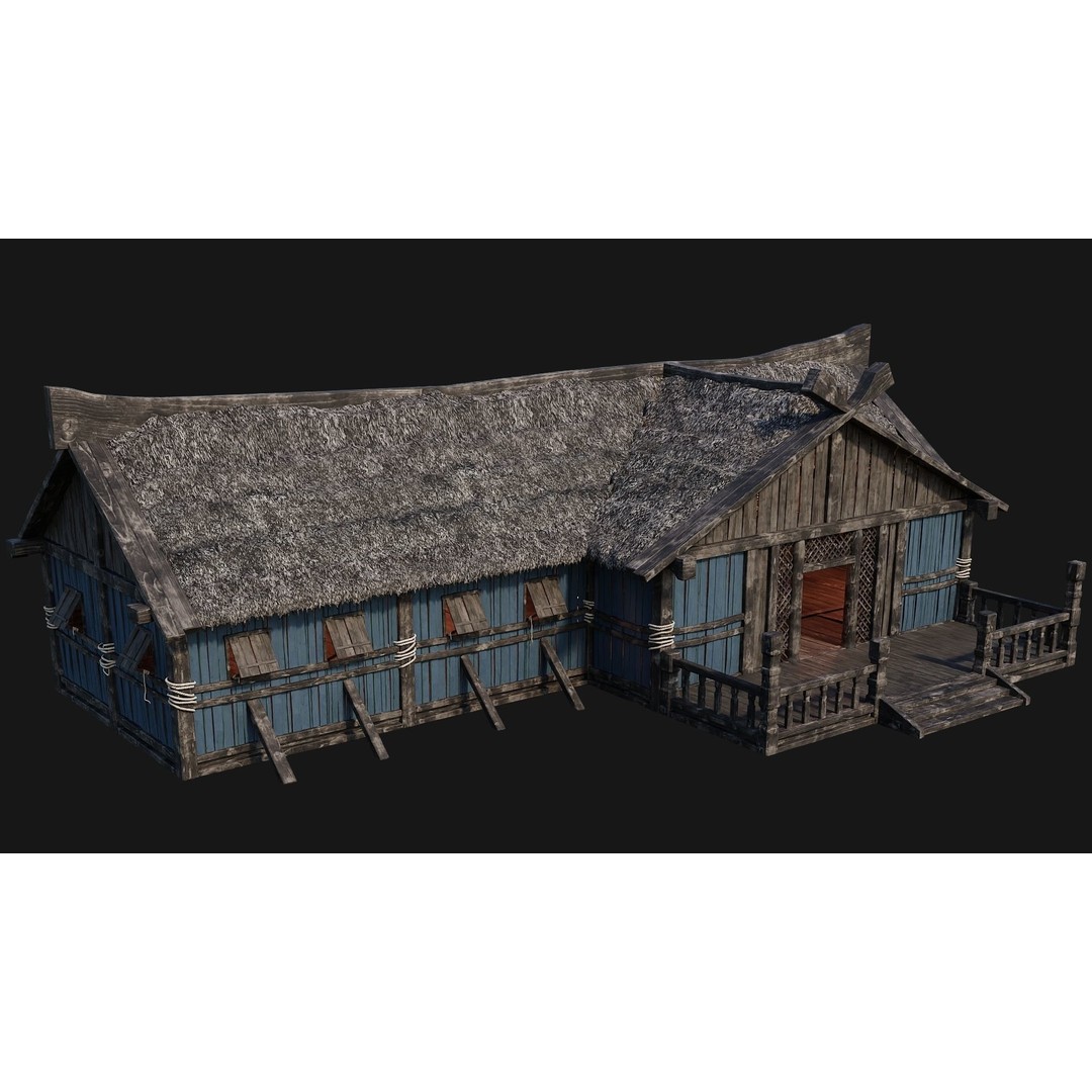 Old Viking Houses 3D Model – Low Poly Game Ready, FBX, OBJ, Blender - View 45