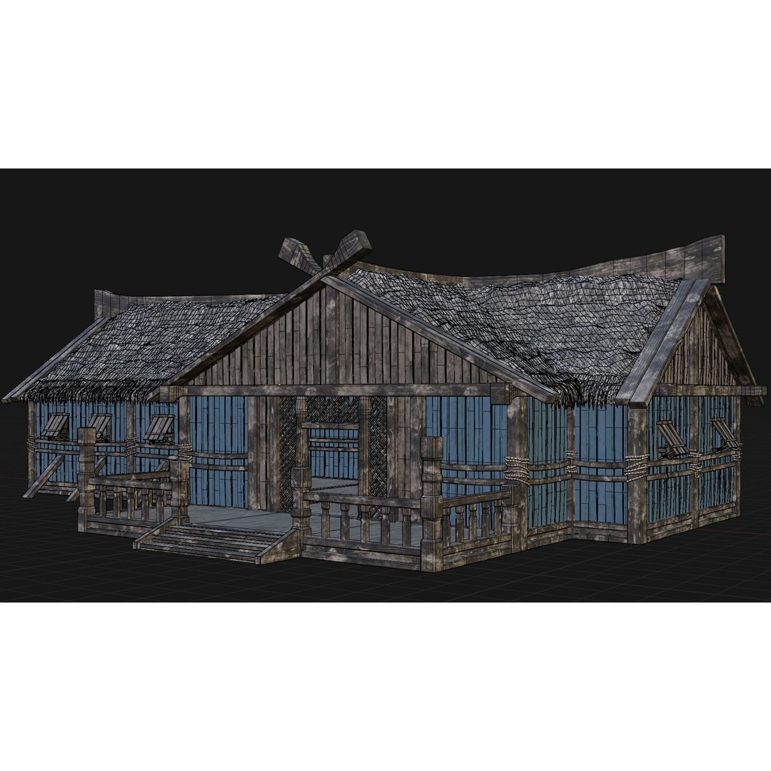 Old Viking Houses 3D Model – Low Poly Game Ready, FBX, OBJ, Blender - View 46