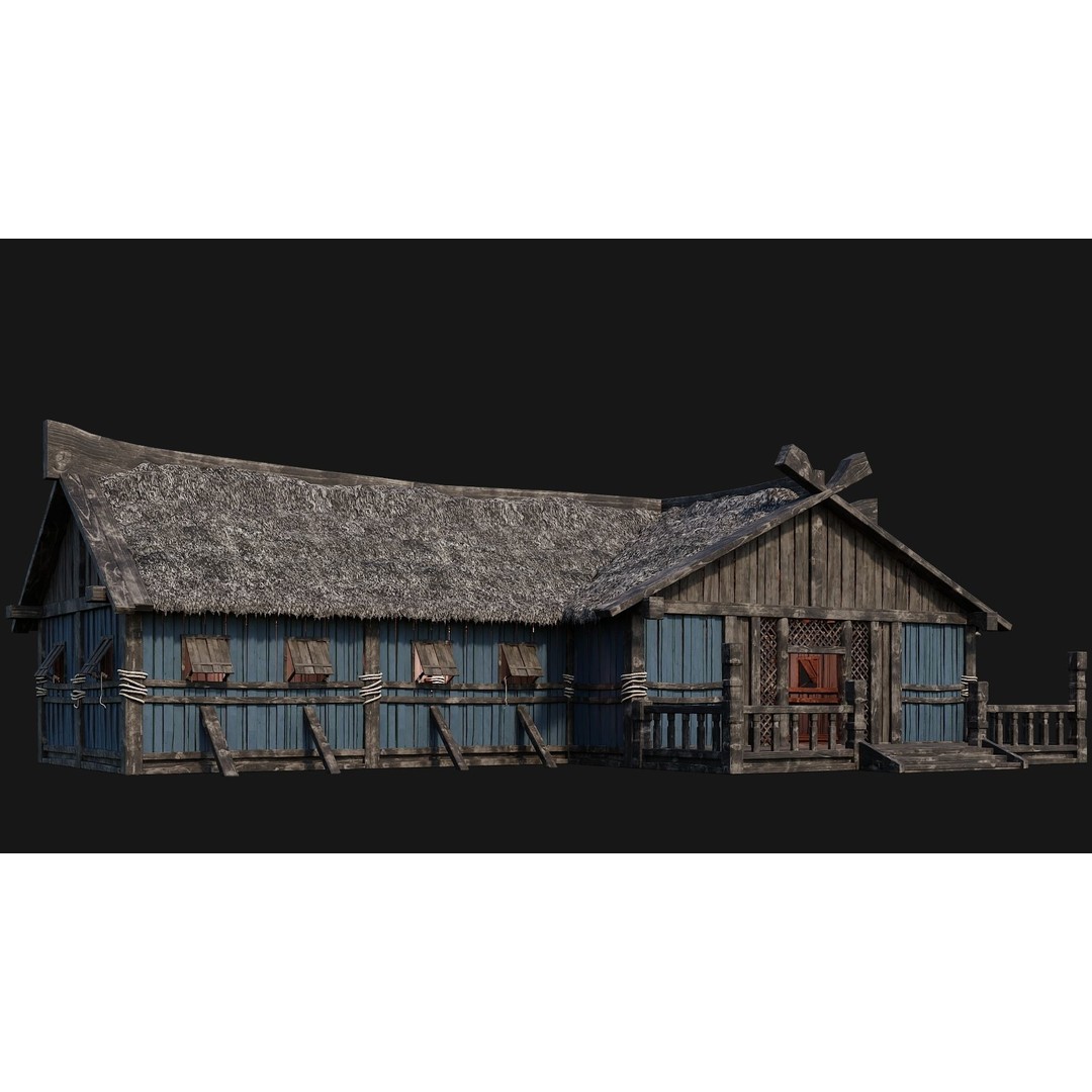 Old Viking Houses 3D Model – Low Poly Game Ready, FBX, OBJ, Blender - View 49