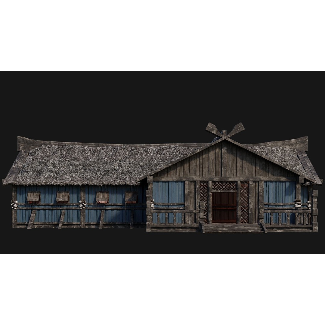 Old Viking Houses 3D Model – Low Poly Game Ready, FBX, OBJ, Blender - View 50