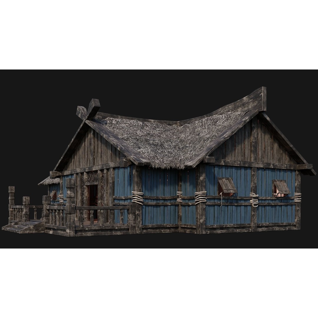 Old Viking Houses 3D Model – Low Poly Game Ready, FBX, OBJ, Blender - View 51