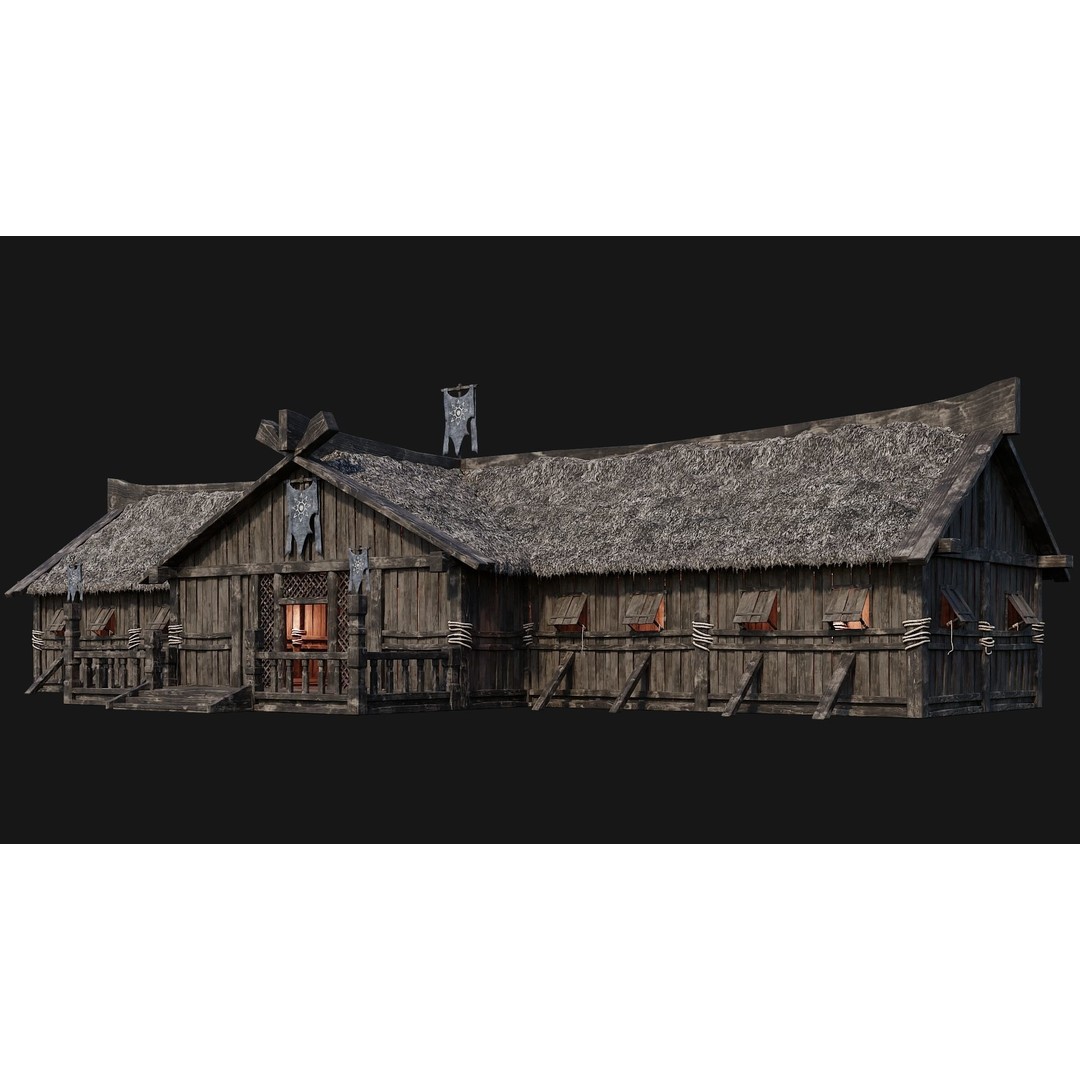 Old Viking Houses 3D Model – Low Poly Game Ready, FBX, OBJ, Blender - View 7