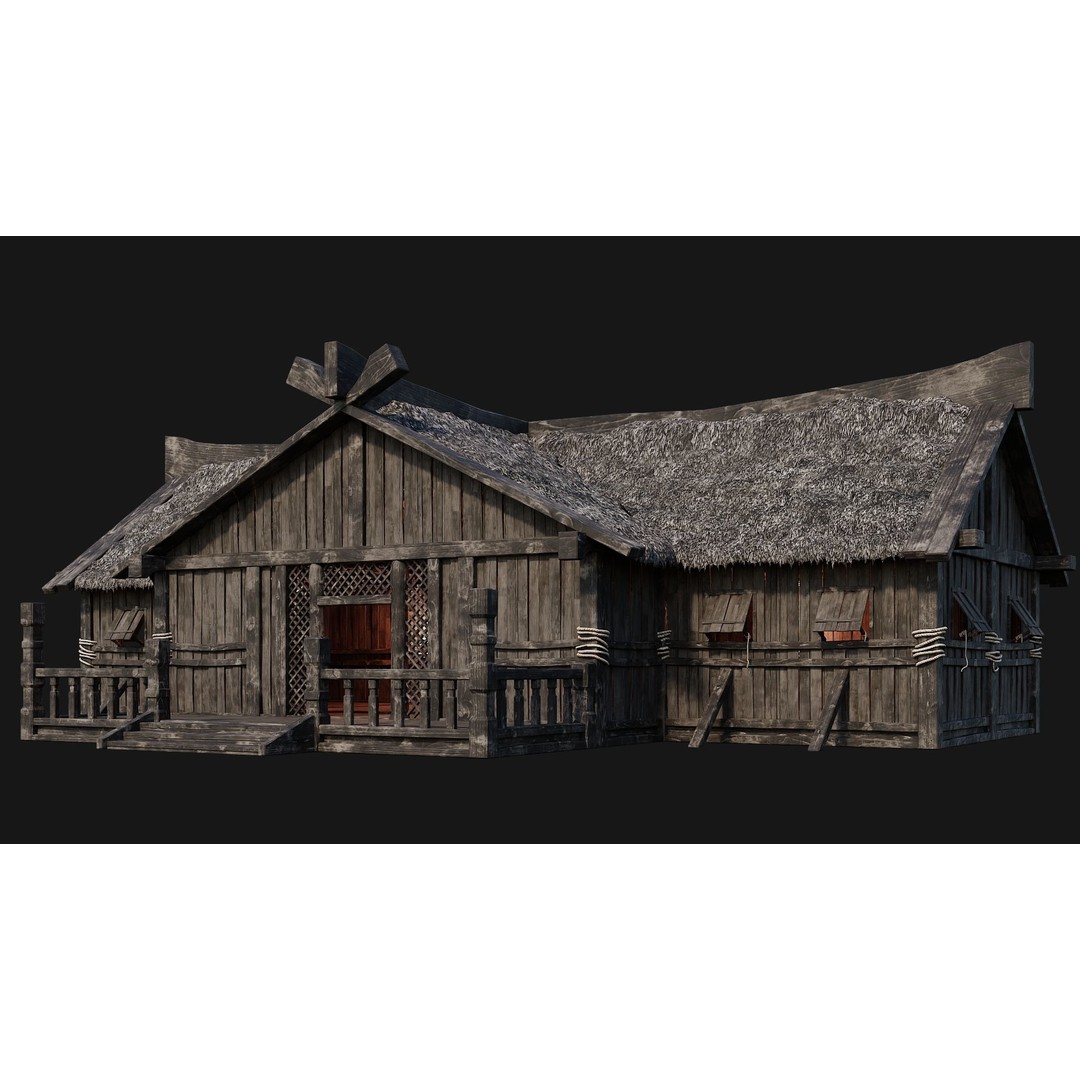 Old Viking Houses 3D Model – Low Poly Game Ready, FBX, OBJ, Blender - View 8