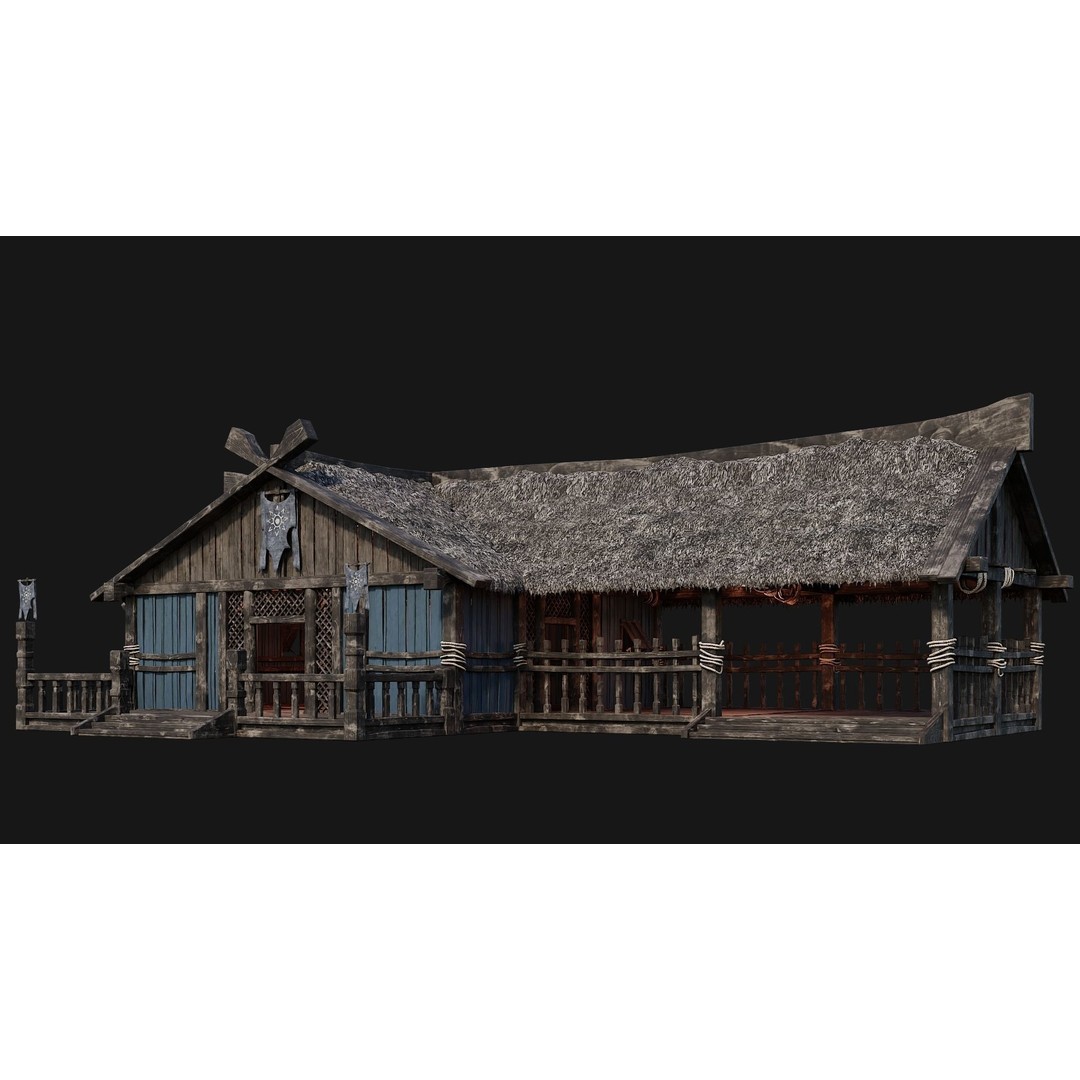 Old Viking Houses 3D Model – Low Poly Game Ready, FBX, OBJ, Blender - View 9