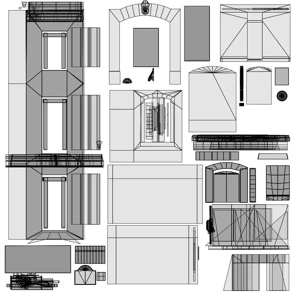 Paris Quarter 3D Model – Low Poly Building Set, PBR Textures