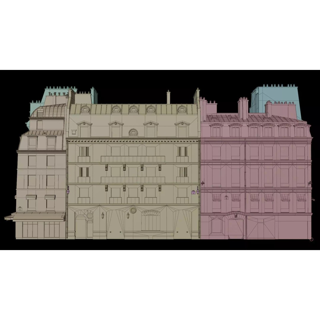 Paris Quarter 3D Model – Low Poly Building Set, PBR Textures - View 10