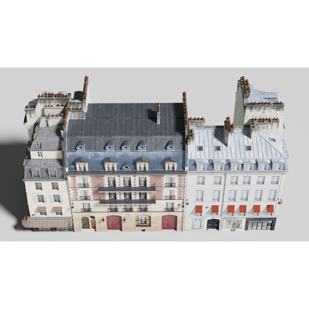 Paris Quarter 3D Model – Low Poly Building Set, PBR Textures - View 9
