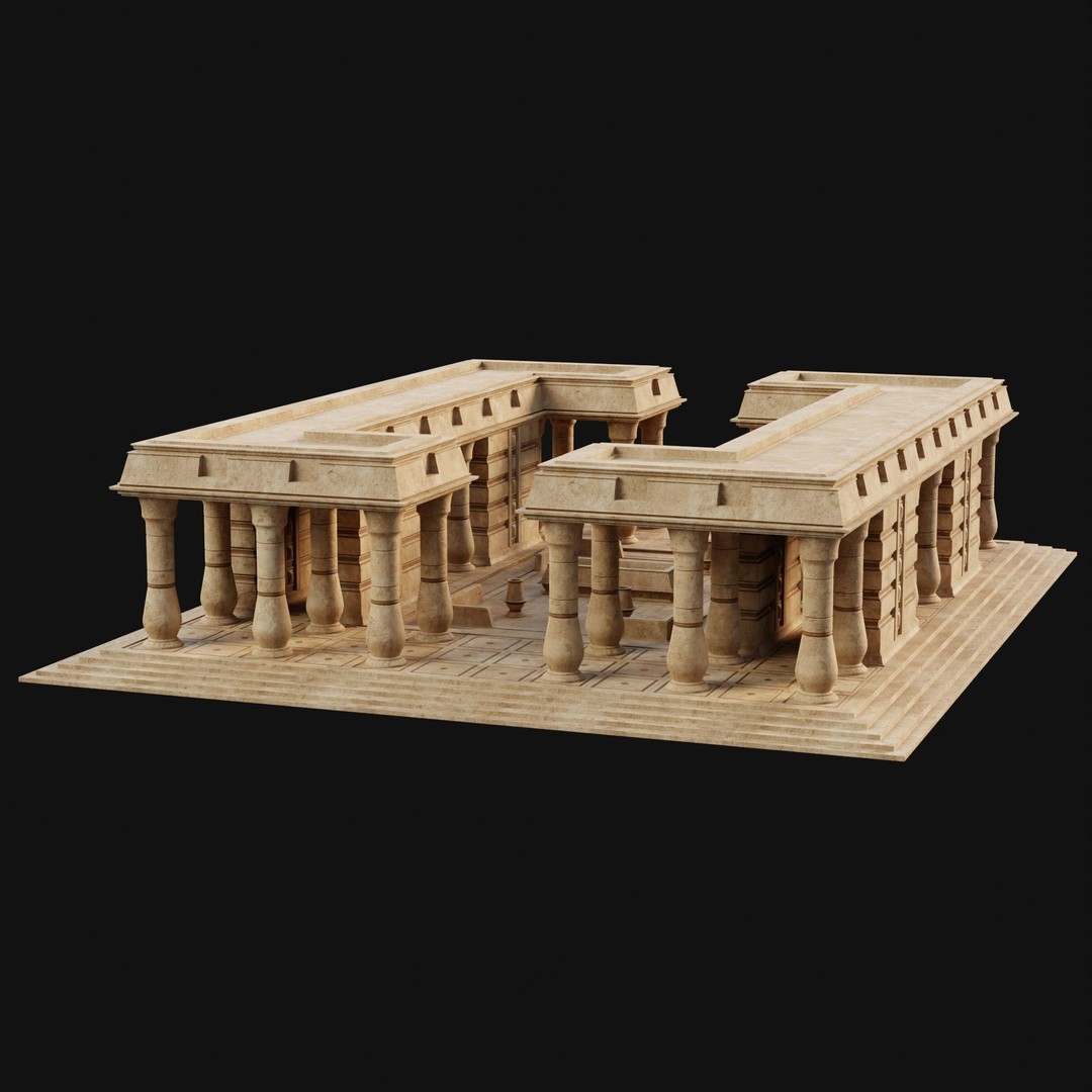 Egyptian Ancient Atrium Temple Bathhouse 3D Model – Low Poly Game Ready, FBX - View 23
