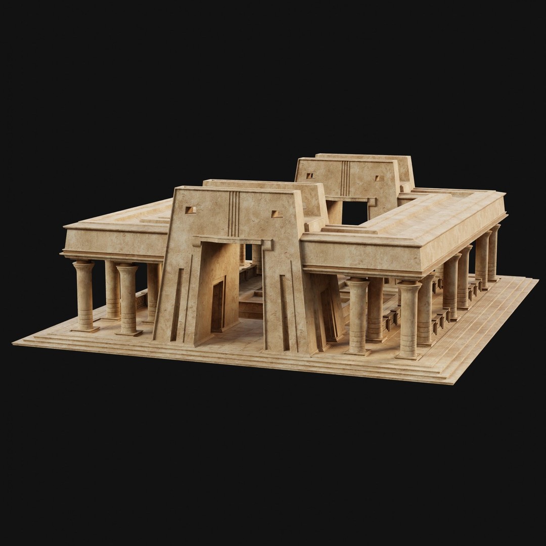 Egyptian Ancient Atrium Temple Bathhouse 3D Model – Low Poly Game Ready, FBX - View 27