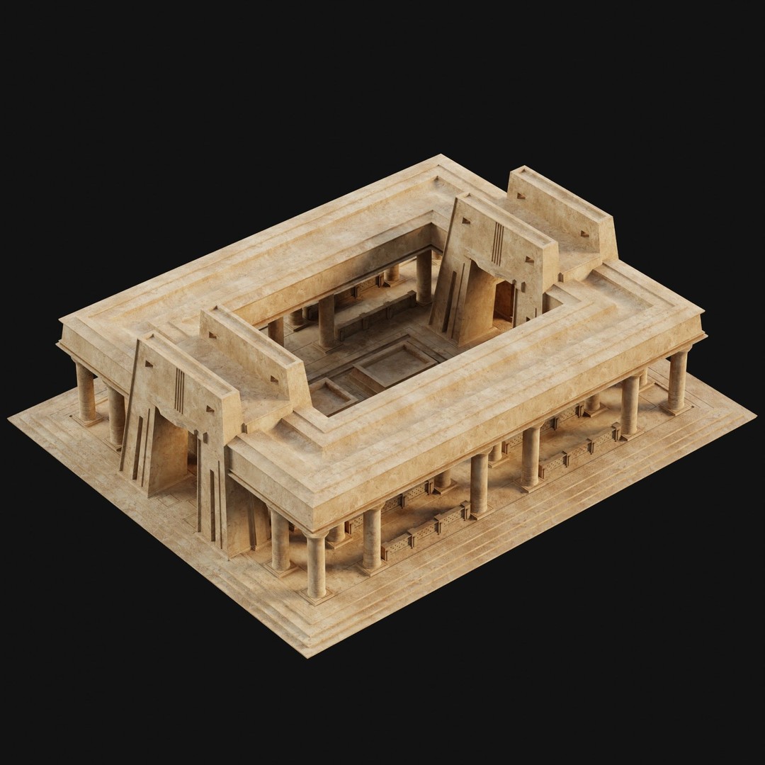 Egyptian Ancient Atrium Temple Bathhouse 3D Model – Low Poly Game Ready, FBX - View 28