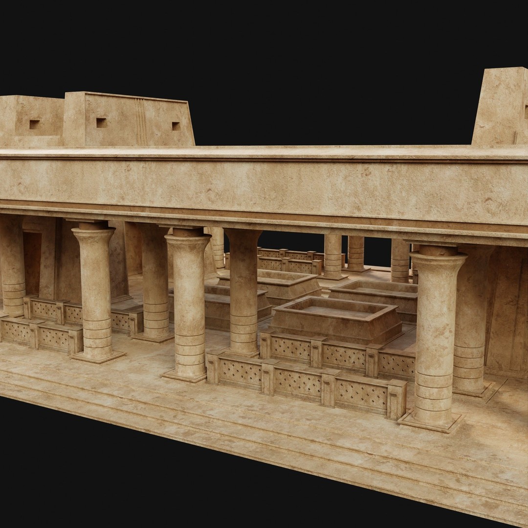 Egyptian Ancient Atrium Temple Bathhouse 3D Model – Low Poly Game Ready, FBX - View 29