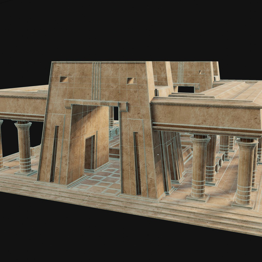 Egyptian Ancient Atrium Temple Bathhouse 3D Model – Low Poly Game Ready, FBX - View 30