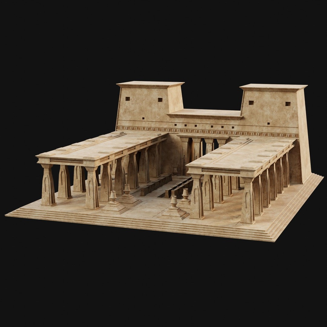 Egyptian Ancient Atrium Temple Bathhouse 3D Model – Low Poly Game Ready, FBX - View 31