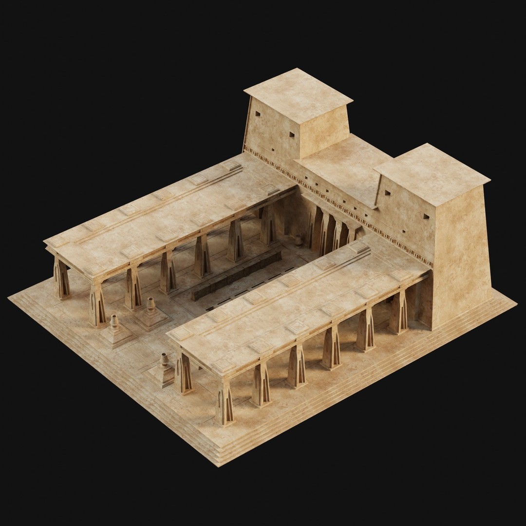 Egyptian Ancient Atrium Temple Bathhouse 3D Model – Low Poly Game Ready, FBX - View 32