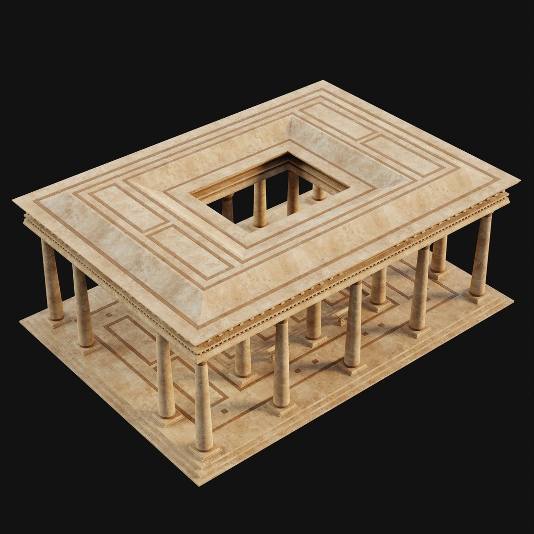 Egyptian Ancient Atrium Temple Bathhouse 3D Model – Low Poly Game Ready, FBX - View 4