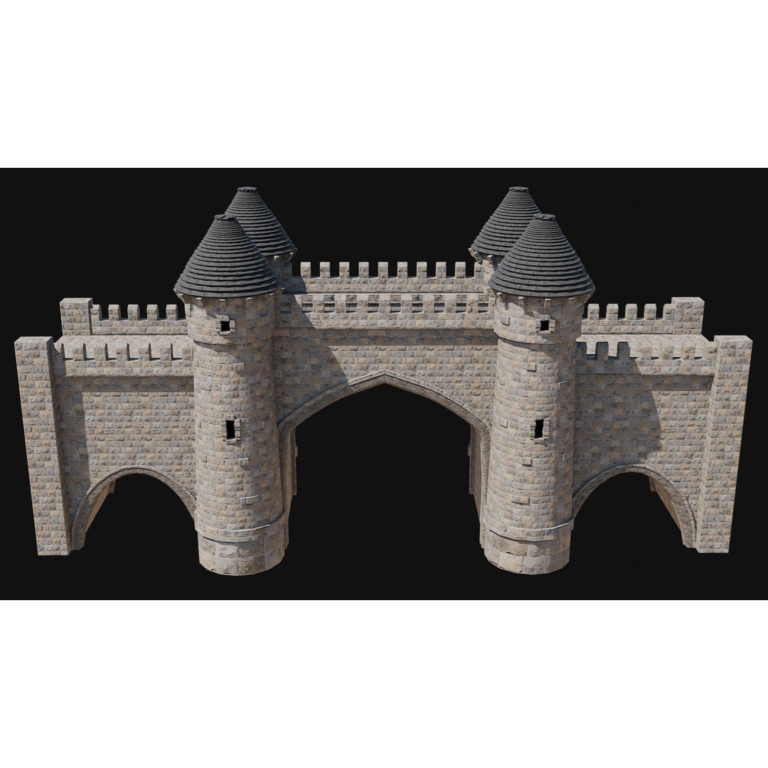 Fantasy Castle Bridge 3D Model – Monumental Low-Poly Game Asset, FBX, OBJ - View 11