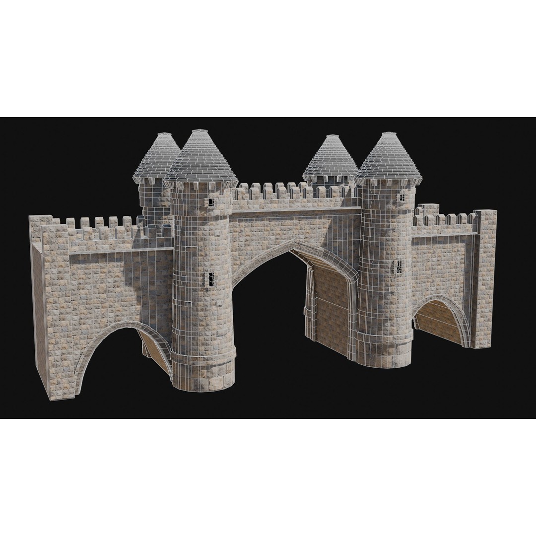Fantasy Castle Bridge 3D Model – Monumental Low-Poly Game Asset, FBX, OBJ - View 12