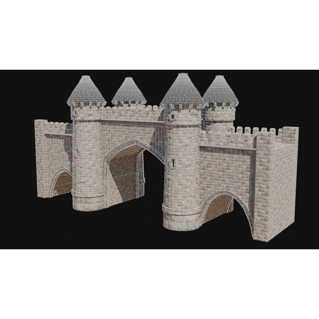 Fantasy Castle Bridge 3D Model – Monumental Low-Poly Game Asset, FBX, OBJ - View 13