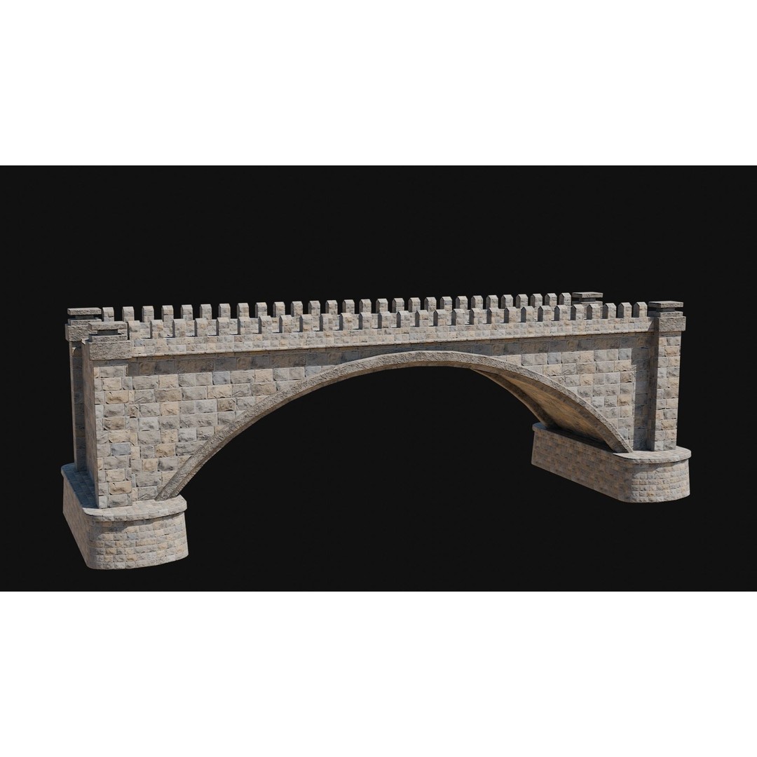 Fantasy Castle Bridge 3D Model – Monumental Low-Poly Game Asset, FBX, OBJ - View 15