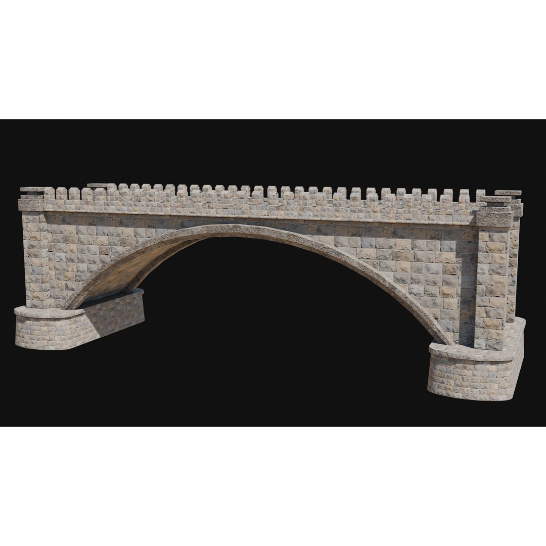 Fantasy Castle Bridge 3D Model – Monumental Low-Poly Game Asset, FBX, OBJ - View 16