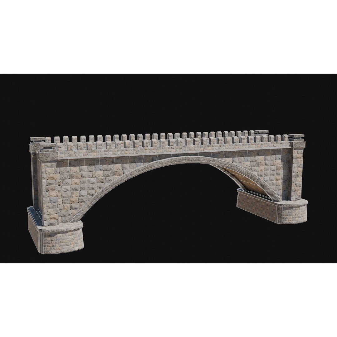 Fantasy Castle Bridge 3D Model – Monumental Low-Poly Game Asset, FBX, OBJ - View 18