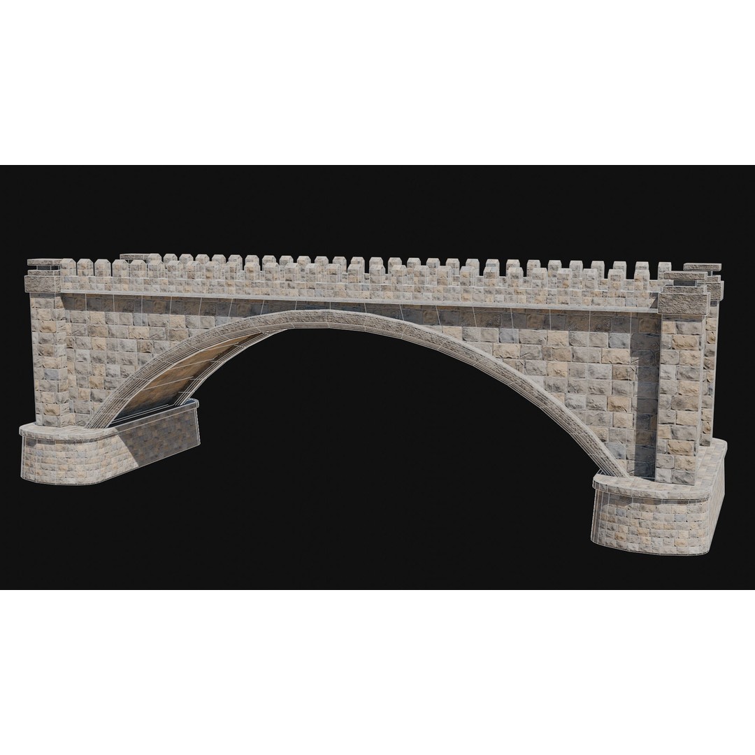 Fantasy Castle Bridge 3D Model – Monumental Low-Poly Game Asset, FBX, OBJ - View 19