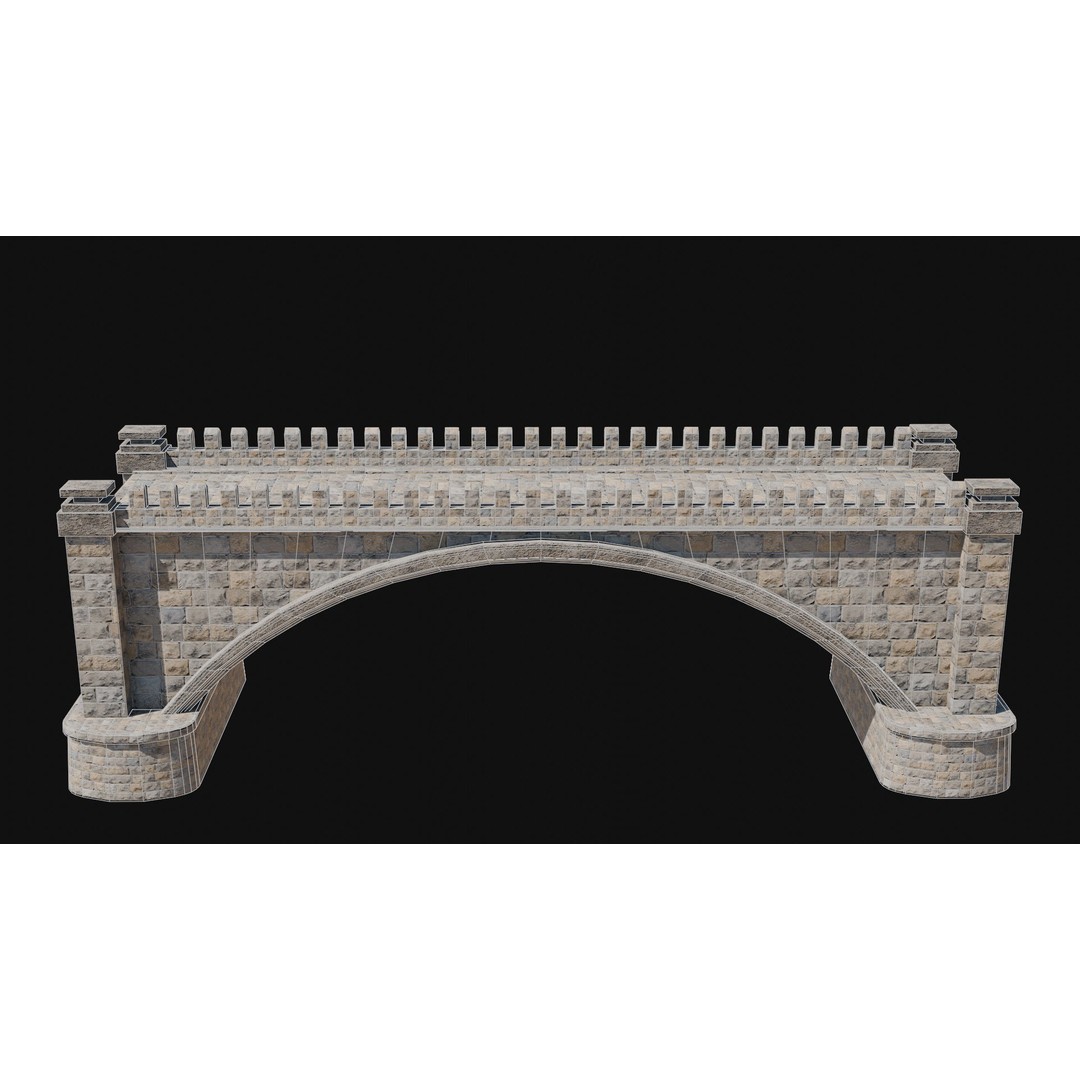 Fantasy Castle Bridge 3D Model – Monumental Low-Poly Game Asset, FBX, OBJ - View 20