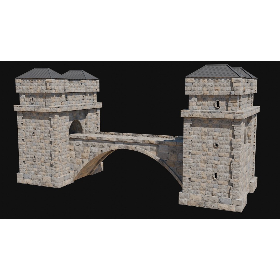 Fantasy Castle Bridge 3D Model – Monumental Low-Poly Game Asset, FBX, OBJ - View 22